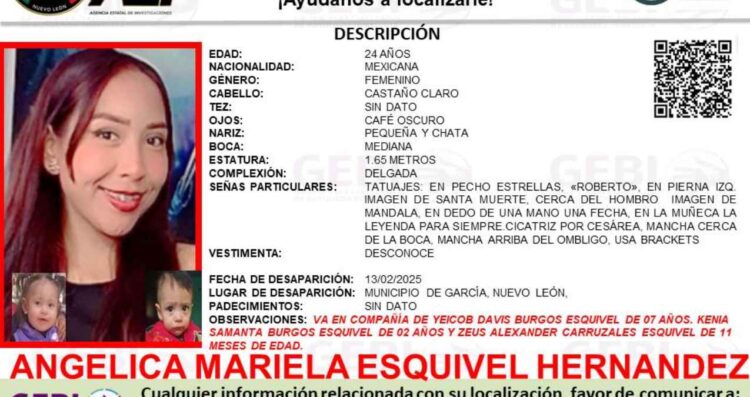 Joven madre y sus tres hijos desaparecen en García, Nuevo León