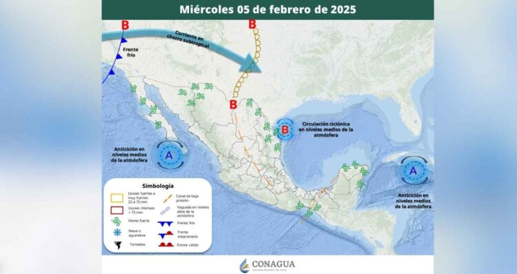 Pronóstico del clima en México, miércoles 5 de Febrero