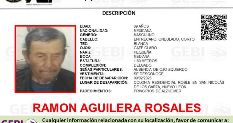 Reportan desaparición de un masculino de 69 años en San Nicolás, Nuevo León
