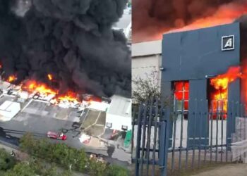 Se desata incendio en el Parque Industrial Las Américas en Apodaca, Nuevo León