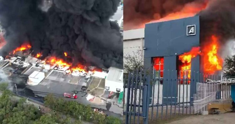 Se desata incendio en el Parque Industrial Las Américas en Apodaca, Nuevo León