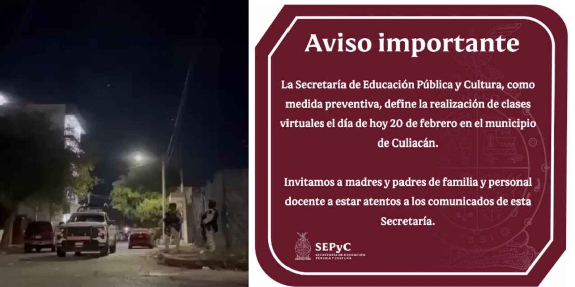 Suspenden clases en Culiacán tras operativos de seguridad