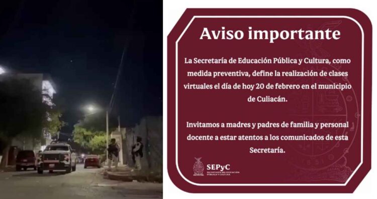 Suspenden clases en Culiacán tras operativos de seguridad