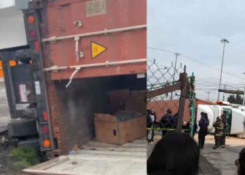 Tráiler vuelca en Toluca