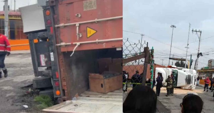 Tráiler vuelca en Toluca