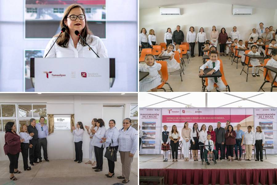 entrega de mobiliario escolar en Altamira