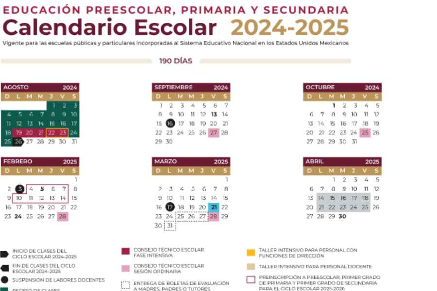¿Cuál es la fecha límite para las preinscripciones de educación básica, según el calendario de la SEP?