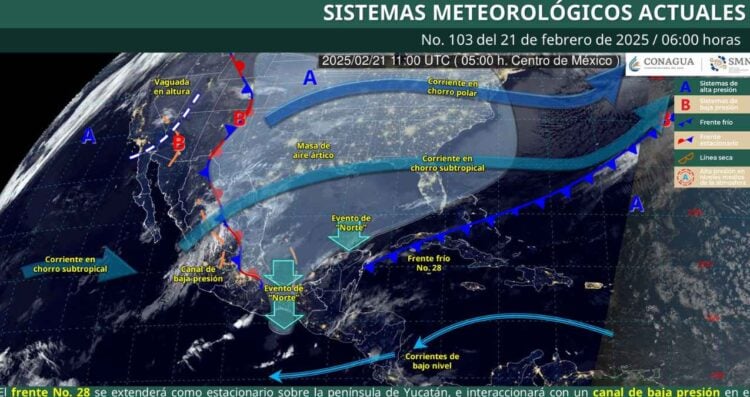 ¿Dónde continuará afectando el frente frío No. 28 este viernes 21 de febrero?
