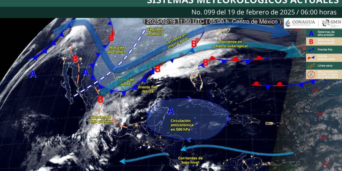 ¿Dónde ocasionará lluvias fuertes y descenso de temperaturas el Frente Frío No. 28?