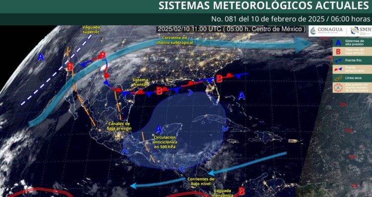 ¿En qué estados se esperan lluvias puntuales fuertes por el nuevo sistema frontal, según el SMN?