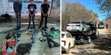 Aseguran a tres civiles, armas y vehículos con reporte de robo en Mazatlán, Sinaloa