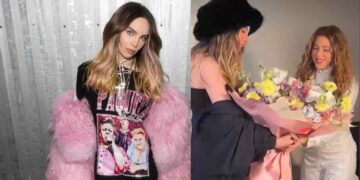 Belinda sorprende a Shakira con flores durante su concierto en México