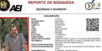 Fiscalía activa búsqueda de hombre de 67 años en Apodaca