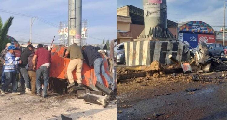 Camión de carga se queda sin frenos y causa accidente en la carretera México-Tuxpan; hay un muerto y 4 heridos