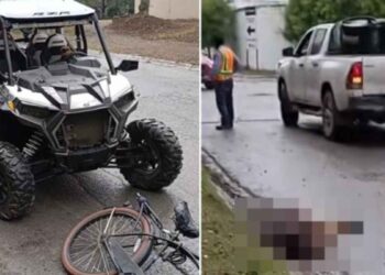 Conductora huye tras atropellar a ciclista Santiago, Nuevo León