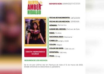 Desaparece Odeth Hernández Muñoz, menor de 15 años, en Pachuca