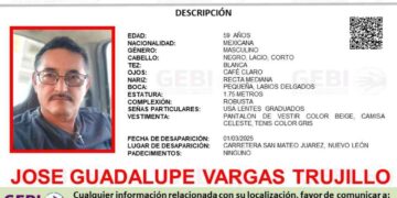 Desaparece masculino de 59 años en Juárez, Nuevo León; solicitan ayuda para encontrarlo