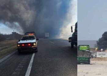 Explota pipa tras volcar en la carretera Victoria-Zaragoza