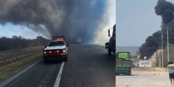 Explota pipa tras volcar en la carretera Victoria-Zaragoza