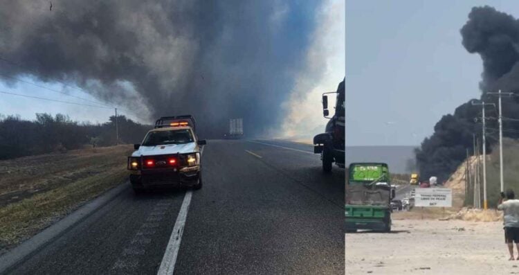Explota pipa tras volcar en la carretera Victoria-Zaragoza