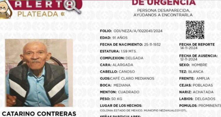 Familia busca a Don Catarino, adulto mayor desaparecido en Nezahualcóyotl desde noviembre de 2024