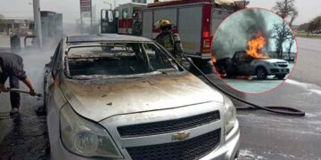 Incendio camioneta en Apodaca