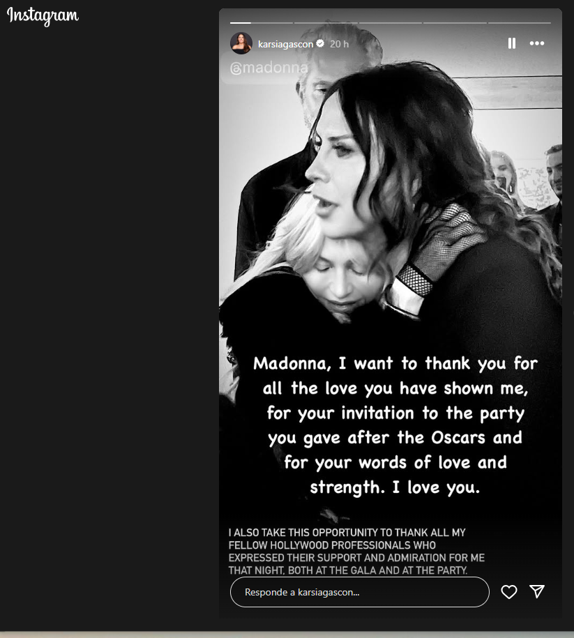 Karla Sofía Gascón responde con gratitud a Madonna