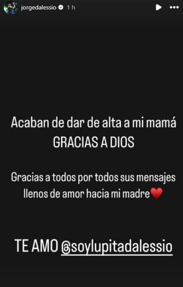 La noticia la compartió su hijo, Jorge D'Alessio, a través de sus redes sociales