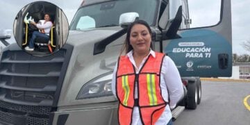 Maestra de inglés de Nuevo Laredo deja las aulas para convertirse en operadora de tráiler