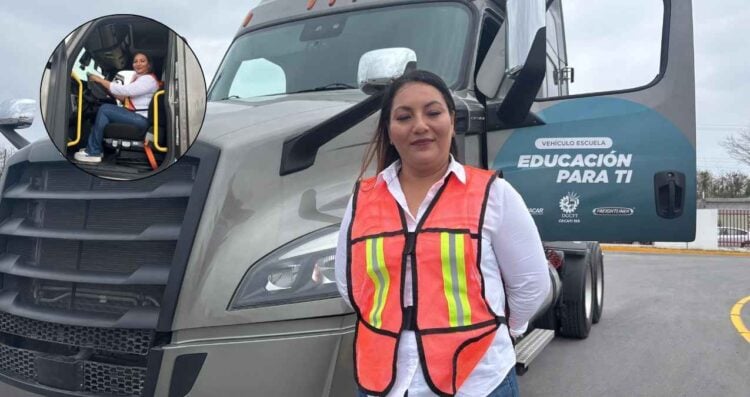 Maestra de inglés de Nuevo Laredo deja las aulas para convertirse en operadora de tráiler