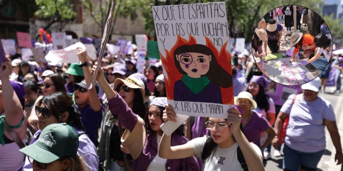 Miles de mujeres se manifiestan en Paseo de la Reforma de la Ciudad de México en el marco del Día Internacional de la Mujer