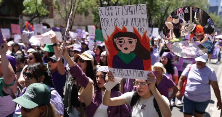 Miles de mujeres se manifiestan en Paseo de la Reforma de la Ciudad de México en el marco del Día Internacional de la Mujer