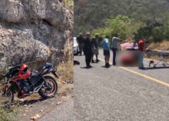 Pareja termina lesionada al caer de su motocicleta en la Carretera Vieja a Tula, Tamaulipas