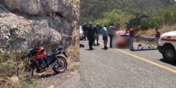 Pareja termina lesionada al caer de su motocicleta en la Carretera Vieja a Tula, Tamaulipas