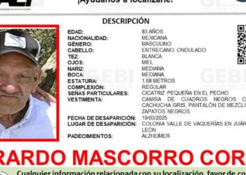 Persona de la tercera edad desaparece en Juárez, Nuevo León