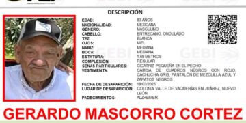Persona de la tercera edad desaparece en Juárez, Nuevo León