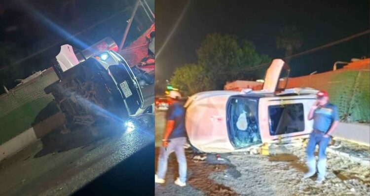 Santiago, Nuevo León: Volcadura en la Carretera Nacional deja 5 heridos