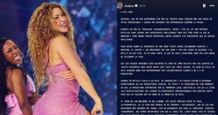 Shakira suspende segundo concierto en Chile por problemas técnicos con el escenario