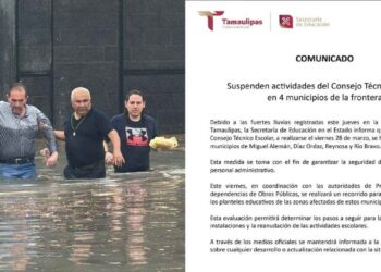 Suspenden Consejo Técnico Escolar en municipios fronterizos de Tamaulipas por lluvias