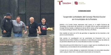 Suspenden Consejo Técnico Escolar en municipios fronterizos de Tamaulipas por lluvias