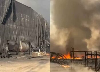 VIDEOS Así lucen las fábricas incendiadas en la carretera en García, Nuevo León