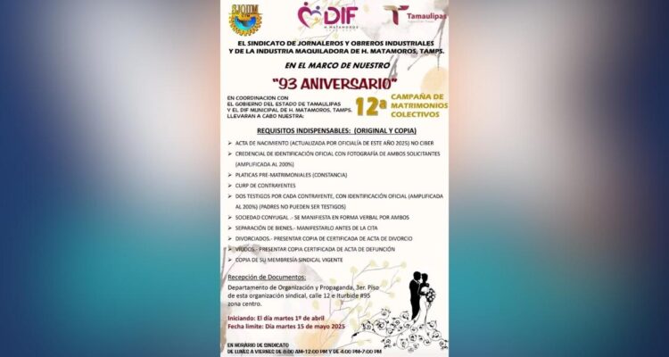 matrimonios civiles gratuitos Matamoros