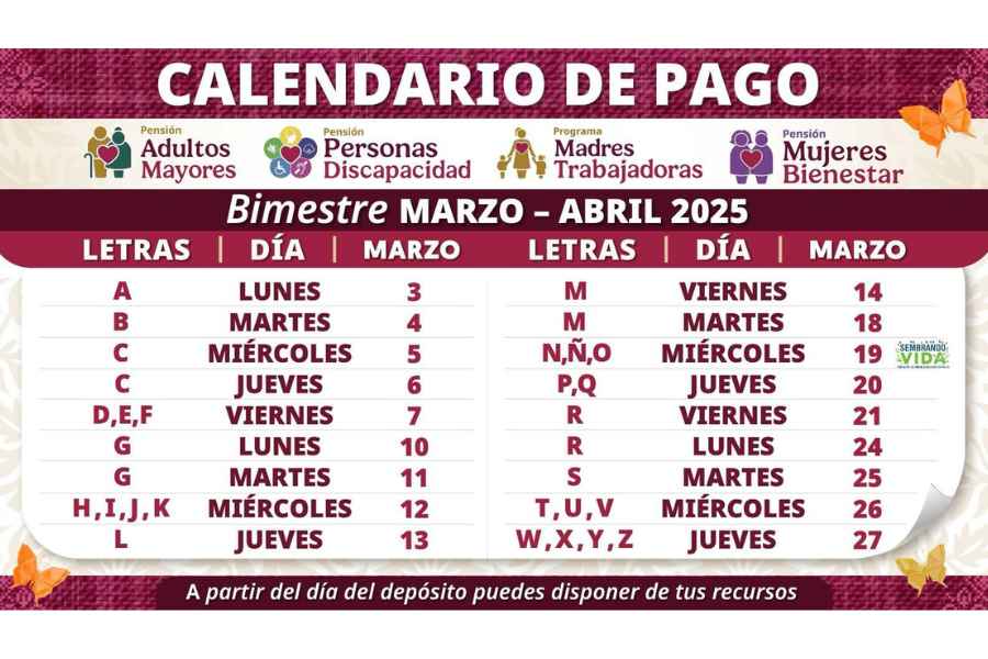 ¿A qué adultos mayores les toca recibir la Pensión Bienestar 2025 del 18 al 21 de marzo?