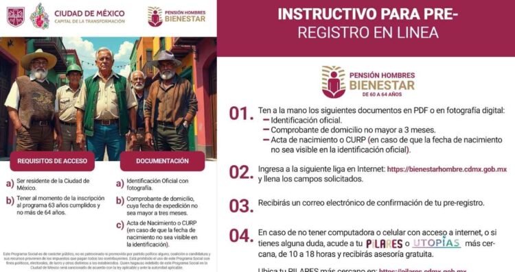 ¿Cómo registrarte en la Pensión Bienestar para hombres 2025