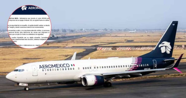 Aterriza de emergencia en Tampico avión de Aeroméxico por humo en cabina