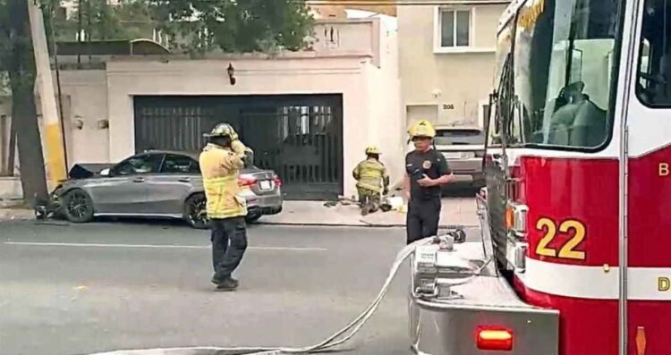 Automovilista choca contra medidor de gas provoca fuga en San Pedro, Nuevo León