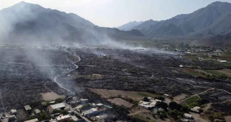 Brigadistas combaten incendio García