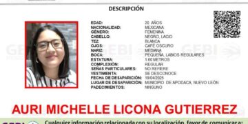 Buscan a Auri Michelle Licona Gutiérrez, joven desaparecida en Apodaca, Nuevo León