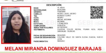 Buscan a Melani Miranda Domínguez Barajas desaparecida en Zuazua, Nuevo León