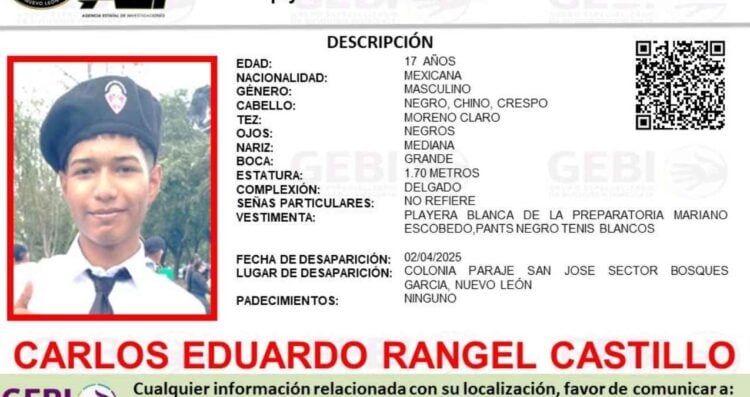 Buscan a estudiante que desapareció en García, Nuevo León